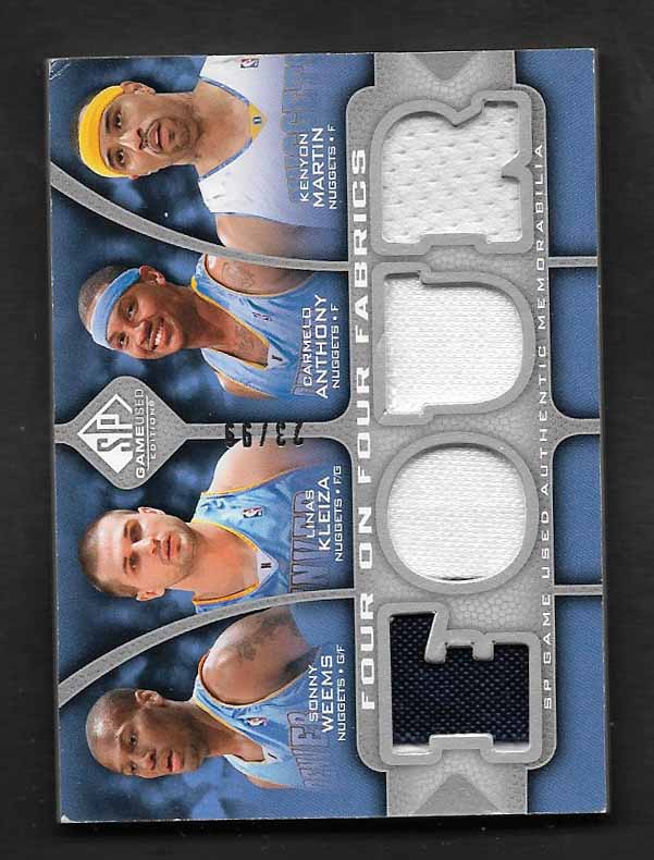 Anthony, Carmelo 2009 SP four on four fabric Kleiza, Weems, Martin, Williams, Korver, Almond, Koufos