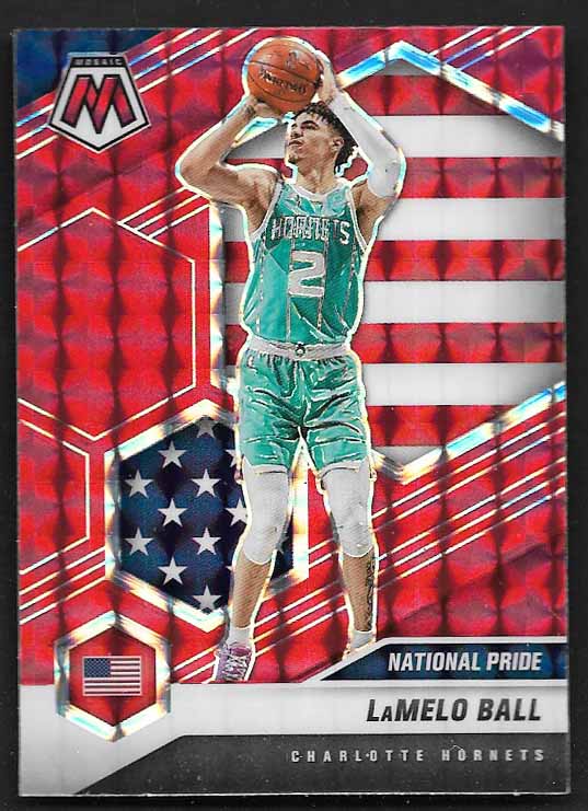 Ball, Lamelo 2020 Panini Mosaic red reactive national pride #257 ROOKIE HORNETS