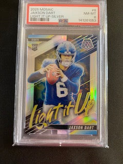 Dart, Jaxson 2025 Panini Mosaic light it up silver #8 PSA 8 ROOKIE GIANTS