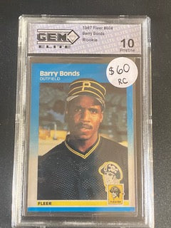Bonds, Barry 1987 Fleer GEM 10 #604 ROOKIE FLEER