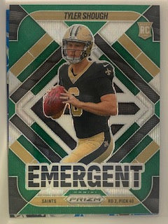 Shough, Tyler 2025 Prizm emergent green 8 ROOKIE SAINTS