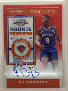 Barrett, RJ 2019 Panini Contenders Optic rookie ticket autograph 113 RAPTORS KNICKS