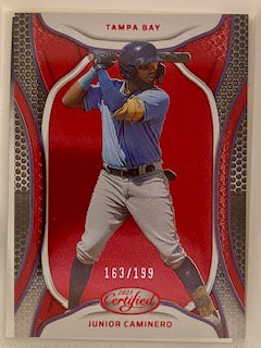 Caminero, Junior 2023 Leaf Certified red 163/199 #24 ROOKIE RAYS