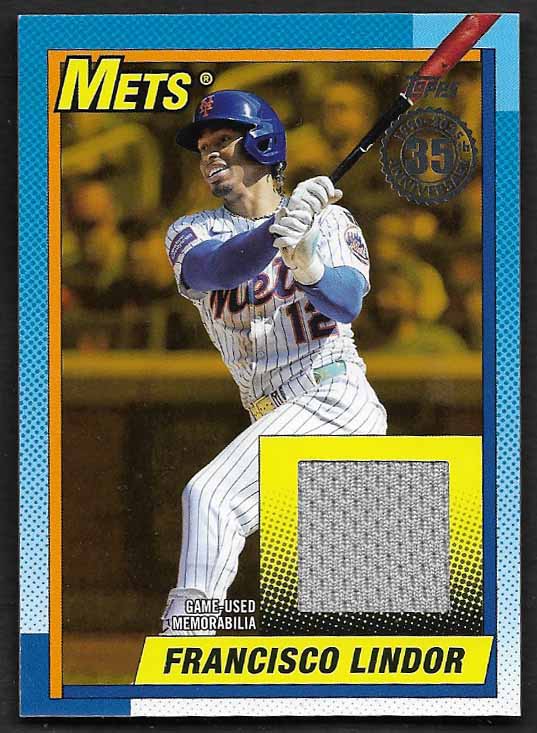 Lindor, Francisco 2025 Topps 1990 game used relic 25/50 #90rufl METS INDIANS
