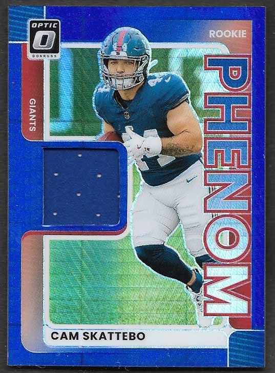 Skattebo, Cam 2025 Donruss Optic rookie phenom jersey blue #rpbhcso ROOKIE GIANTS