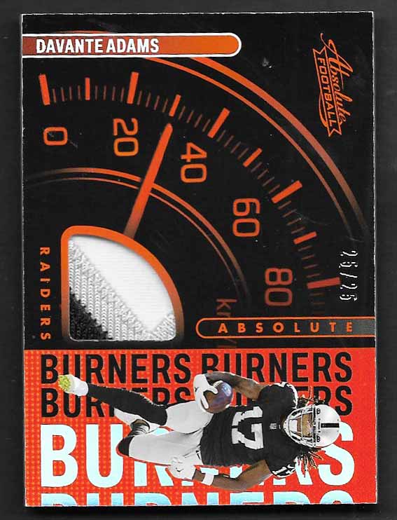 Adams, Davante 2022 Absolute Burners jersey 25/25  #ab15  PACKERS RAIDERS RAMS