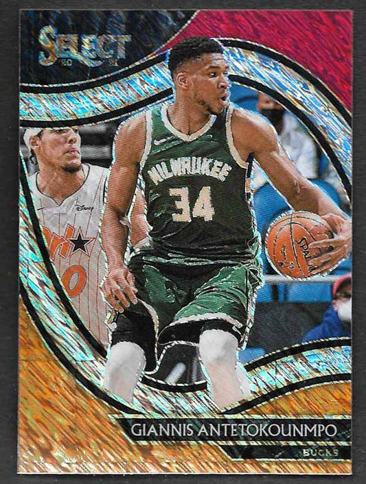 Antetokounmpo, Giannis 2021 Select courtside red orange shimmer #224  BUCKS