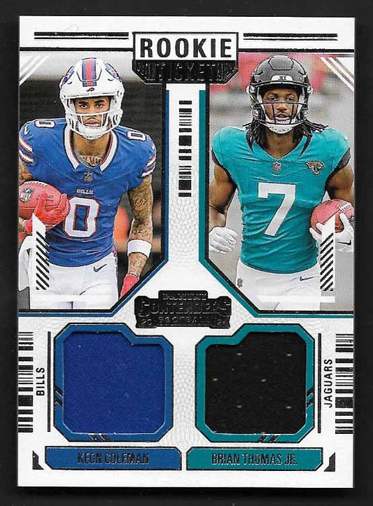 Coleman, Keon Thomas, Brian 2024 Panini dual rookie ticket #ds4  ROOKIE BILLS JAGUARS