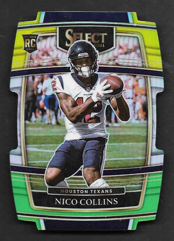 Collins, Nico 2021 Select green yellow die cut #69  ROOKIE TEXANS