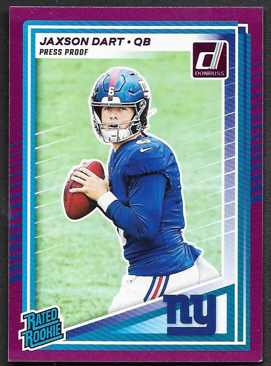 Dart, Jaxson 2025 Donruss rated rookie purple press proof #400 ROOKIE GIANTS
