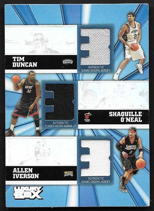 O'Neal, Iverson, Duncan 2005 Topps Luxury Triple Relics #TRDOI  JERSEY  SPURS HEAT SIXERS