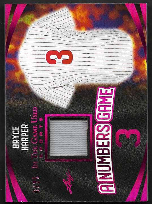 Harper, Bryce 2024 Leaf a numbers game jersey 8/25 #ang-03  PHILLIES