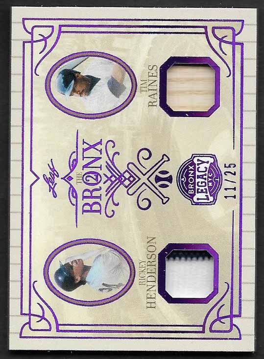 Henderson, Rickey  Raines, Tim 2025 Leaf Bronx legacy bat jersey 11/25 #b2-15  YANKEES