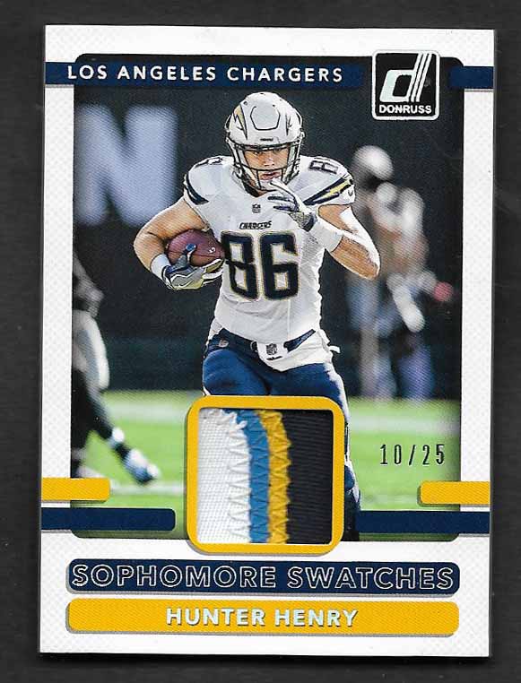 Henry, Hunter 2017 Donruss sophomore swatches 10/25  #11  RAZORBACKS PATRIOTS