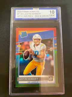 Herbert, Justin 2020 Donruss Optic rated rookie red green gem 10  #p303 ROOKIE CHARGERS