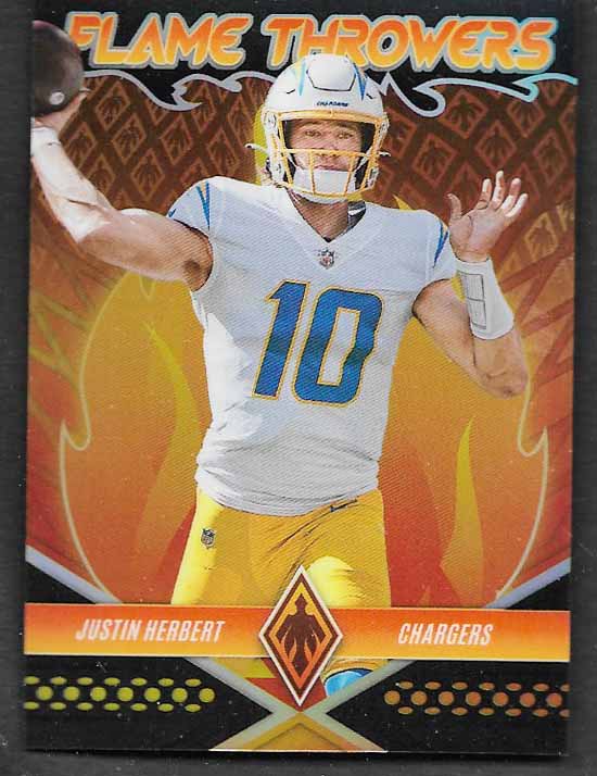 Herbert, Justin 2022 Panini Phoenix flame throwers black 5/10  #fl2 CHARGERS