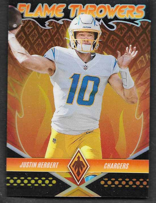 Herbert, Justin 2022 Panini Phoenix flame throwers black 5/10  #fl2 CHARGERS