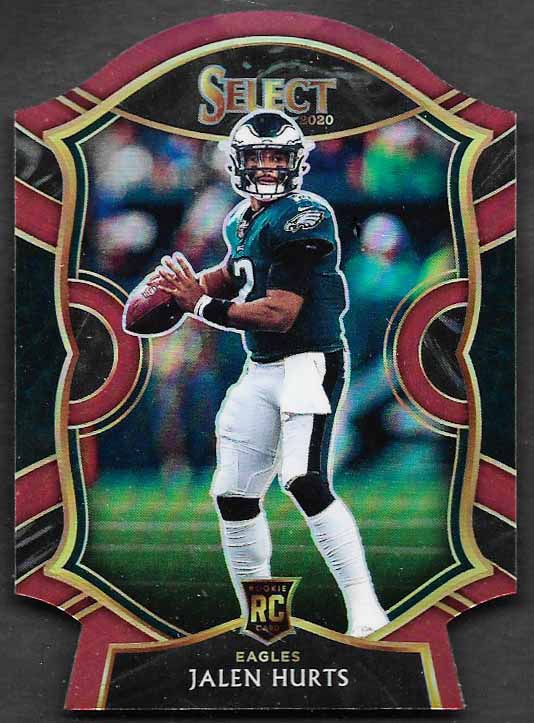 Hurts, Jalen 2020 Select maroon die cut #50  ROOKIE SOONERS EAGLES