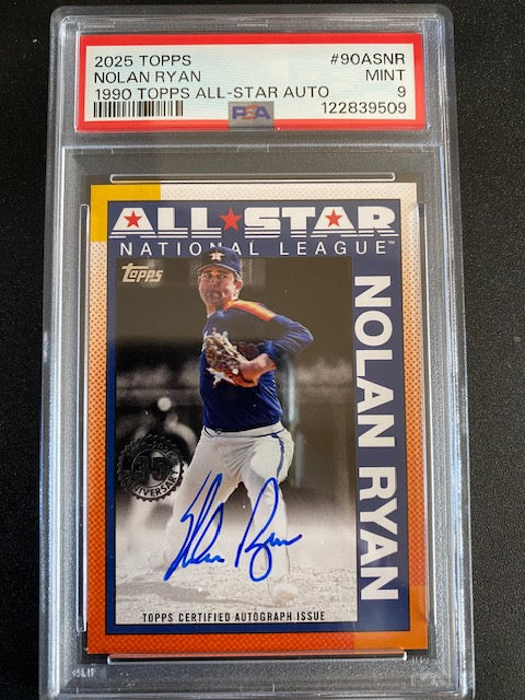 Ryan, Nolan 2025 Topps 1990 all star autograph psa 9  #90assnr  RANGERS ASTROS METS ANGELS