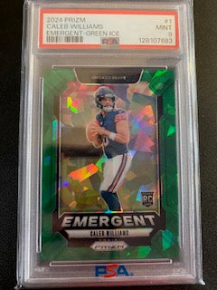Williams, Caleb 2024 Prizm emergent green ice PSA 9  #1  ROOKIE BEARS SOONERS