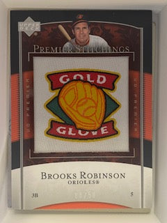 Robinson, Brooks 2007 Upper Deck stitchings gold glove patch 8/50  ps59  ORIOLES