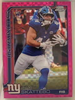 Skattebo, Cam 2025 Topps Chrome pink xfractor 331 ROOKIE GIANTS