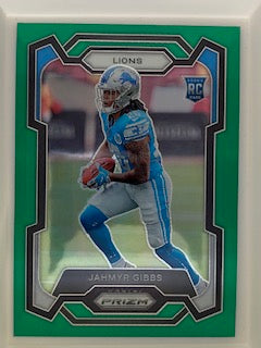 Gibbs, Jahmyr 2023 Prizm green 331  ROOKIE LIONS