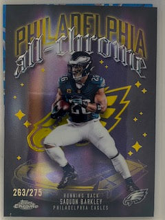 Barkley, Saquon  2025 Topps Chrome All-chrome yellow 263/275  act3  EAGLES GIANTS