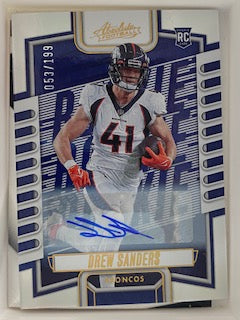 Sanders, Drew 2023 Absolute  spectrum autograph 53/199 #177  ROOKIE RAZORBACKS BRONCOS