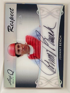 Bench, Johnny 2017 Leaf respect autograph 17/35  #jb1  REDS