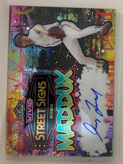 Maddux, Greg 2022 Leaf Street Sign autograph 14/25  #ssgm1  BRAVES CUBS
