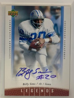 Sims, Billy 2006 Upper Deck legendary signatures autograph 73  LIONS SOONERS