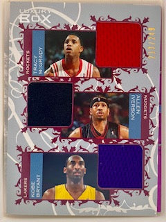 Bryant, Kobe  Iverson, Allen  McGrady, Tracy  2007 Topps Luxury game worn patch  213/249  LAKERS SIXERS ROCKETS