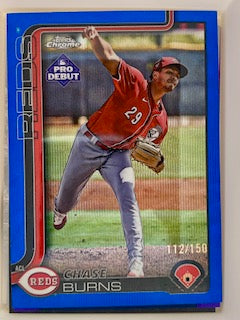 Burns, Chase 2025 Topps Chrome Pro Debut Blue 112/150  #pdc169  ROOKIE REDS
