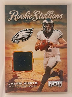Hurts, Jalen 2020 Panini Playoff rookie stallions patch #rs14  ROOKIE EAGLES SOONERS