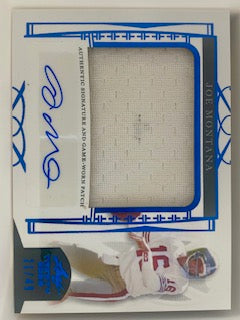 Montana, Joe 2022 Leaf game worn patch autograph  21/49  #pajm2  49ERS CHIEFS