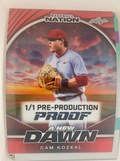 Kozeal, Cam  2024 Leaf a new dawn pre-production proof 1/1  ROOKIE RAZORBACKS