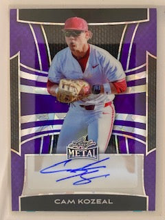 Kozeal, Cam  2025 Leaf metal crystal purple 5/8  back1  ROOKIE RAZORBACK