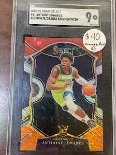 Edwards, Anthony 2020 Select red white orange shimmer SGC 9  #61  ROOKIE TIMBERWOLVES