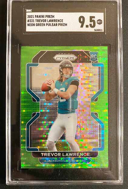 Lawrence, Trevor 2021 Prizm neon green pulsar SGC 9.8 #331 ROOKIE JAGUARS