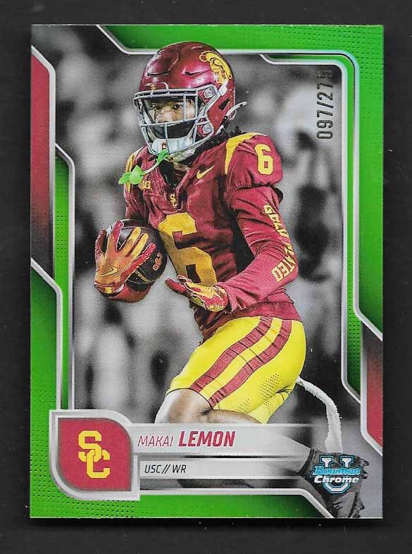 Lemon, Makai 2025 Bowman Chrome University lime green 97/275 #174  ROOKIE
