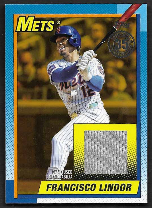 Lindor, Francisco 2025 Topps 1990 game used relic 25/50  #90rufl  METS INDIANS