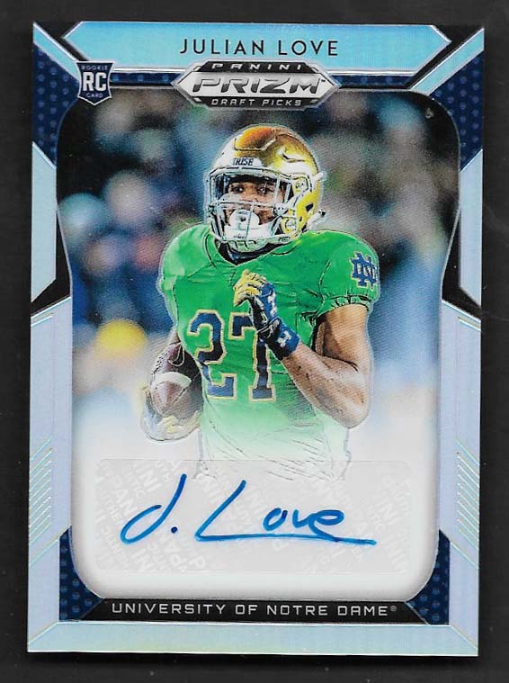 Love, Julian 2019 Prizm draft autograph #198  ROOKIE NOTRE DAME
