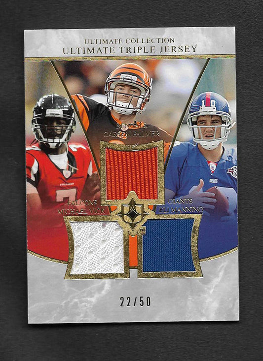Manning, Eli 2008 Ultimate triple jersey vick, palmer 22/50 #utvpm