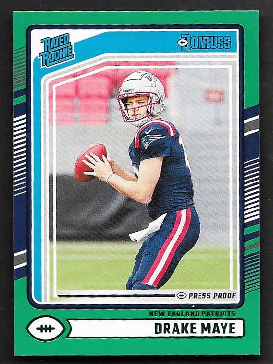 Maye, Drake 2024 Donruss rated rookie green press proof #379  ROOKIE PATRIOTS