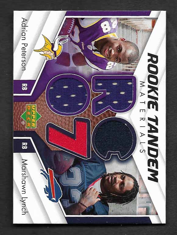 Peterson, Adrian  Lynch, Marshawn 2007 Upper Deck Rookie Tandems #rtmpl  ROOKIE VIKINGS SOONERS BILLS SEAHAWKS