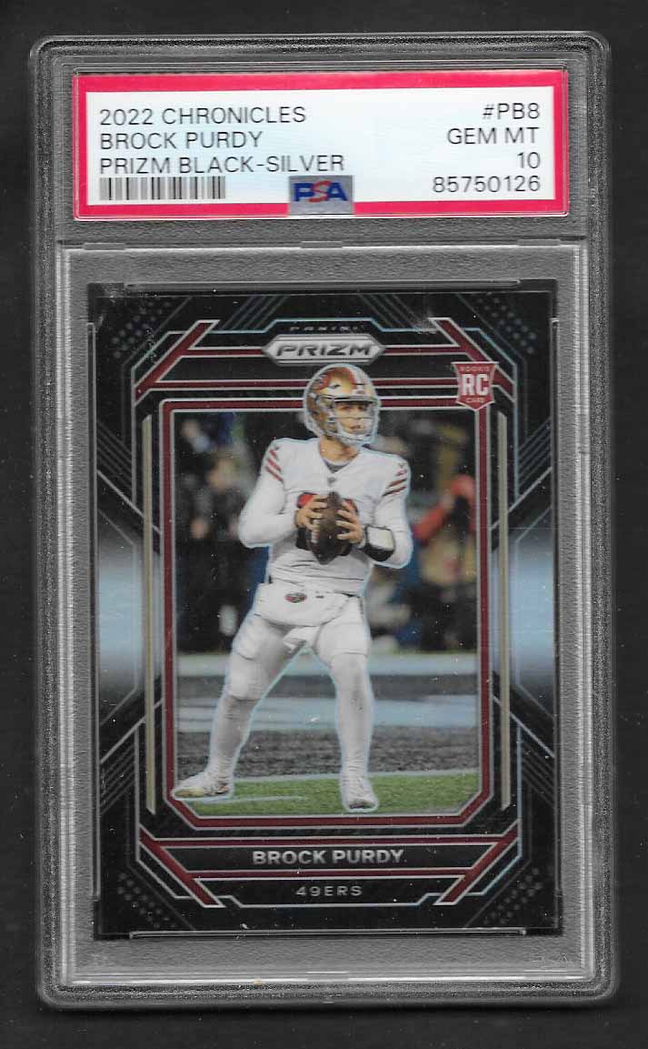 Purdy, Brock 2022 Chronicles Prizm black silver #pb8 graded 10  ROOKIE 49ERS