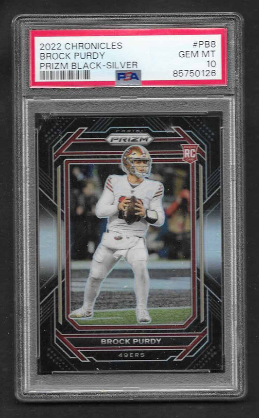 Purdy, Brock 2022 Chronicles Prizm black silver #pb8 graded 10  ROOKIE 49ERS