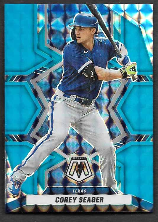 Seager, Corey 2022 Panini Mosaic blue flourescent 5/15  #102  RANGERS DODGERS