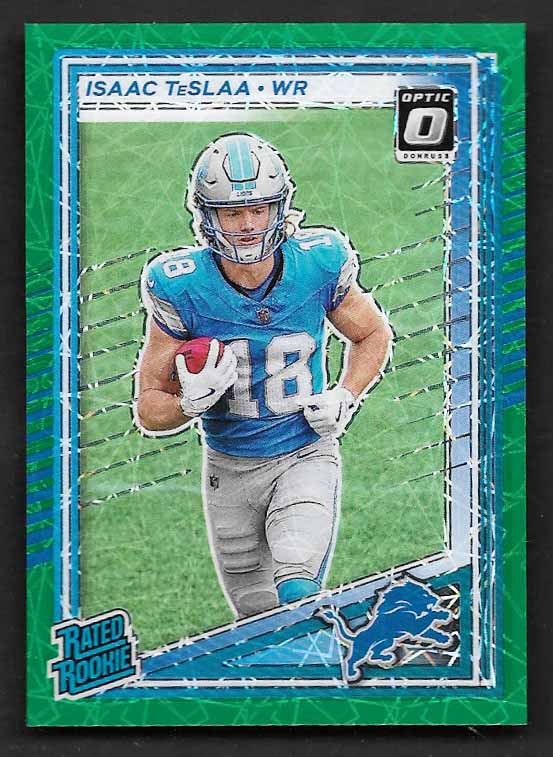 Teslaa, Isaac 2025 Donruss Optic green velocity #338  ROOKIE LIONS RAZORBACKS